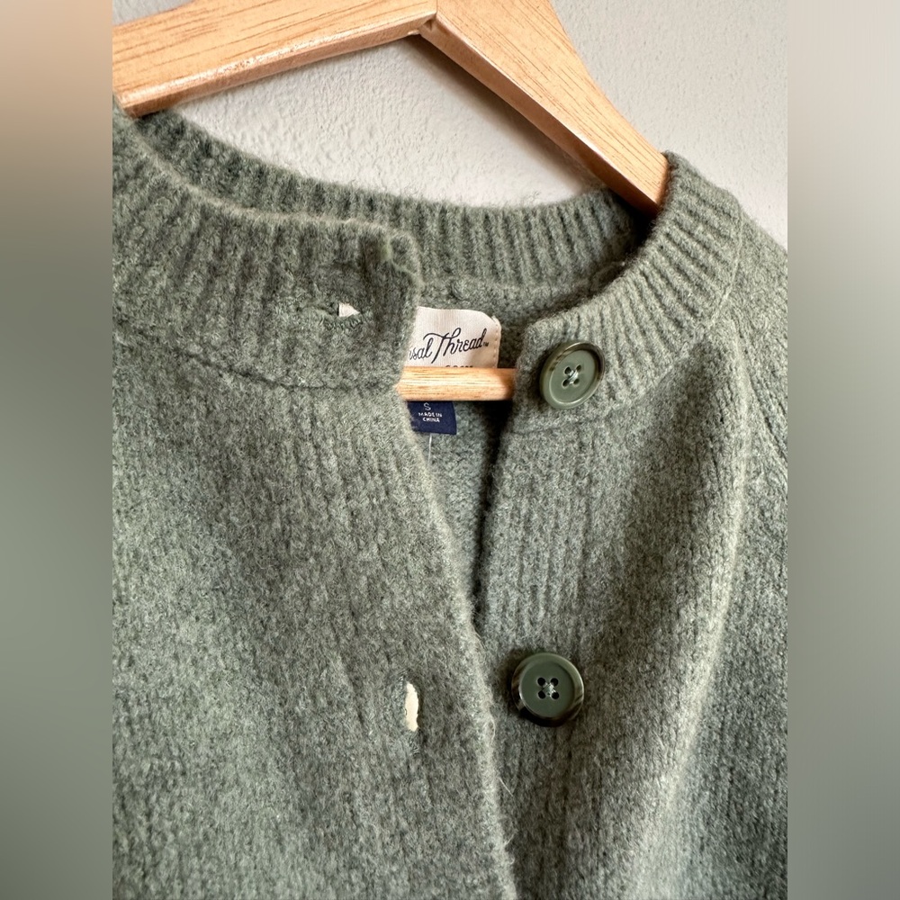 Universal Thread Olive Green Short Sleeve Cropped Cardigan - Picture 5 of 7